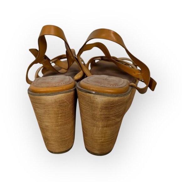 Pierre Dumas Wedges Women's 8.5 Yellow Mustard Leather Strappy Zada - Picture 5 of 8